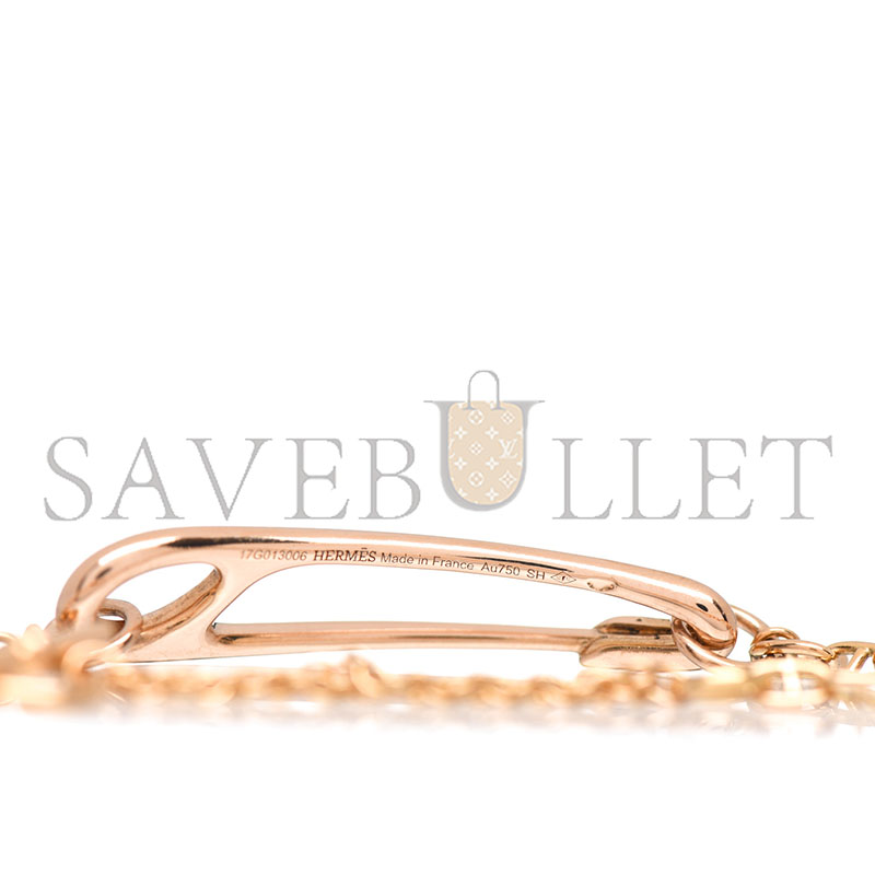 HERMÈS 18K ROSE GOLD DIAMOND MM CHAINE D'ANCRE PUNK BRACELET SH 